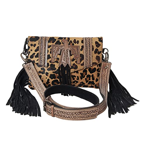 Hand Tooled Fashion Hippie Suede Fringe Tassel Messenger Bag