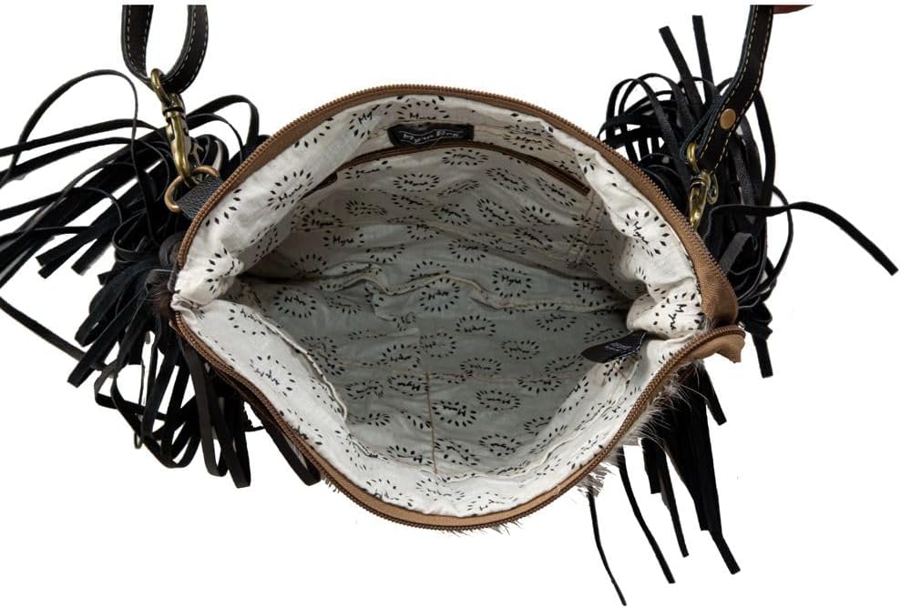Myra Bag Cowhide Purse - Tumbleweed Trail Fringed Hand-Tooled