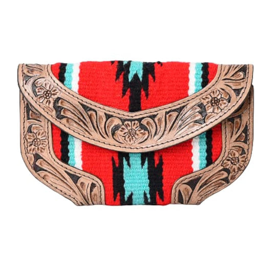 Women Cowhide Hairon and Tooled Leather Western Handmade Ladies Clutch